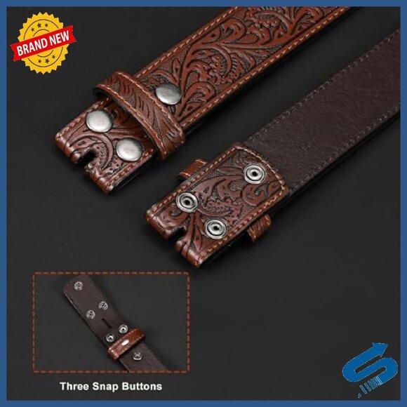 3 Pack Western Leather Belt Straps Without Buckle Adjustable 1.5\